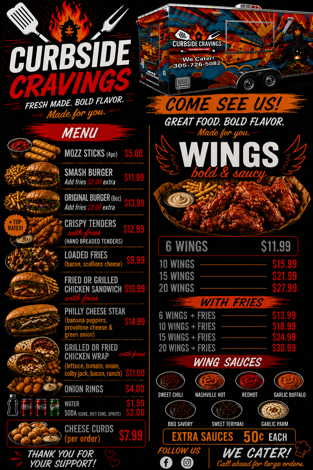 Curbside Cravings menu